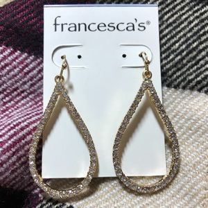 Gold Teardrop Earrings with gems - Francesca’s